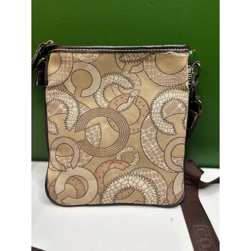 Coach Optical Signature Crossbody Bag Brown Tan Canvas Leather Turnlock 10403